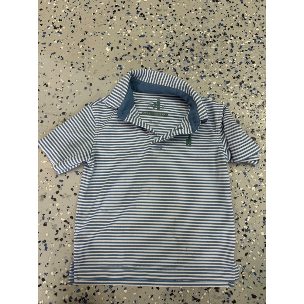 Ralph Lauren Boys Blue Striped Prep Performance Polo‎ Shirt 4 Flaws